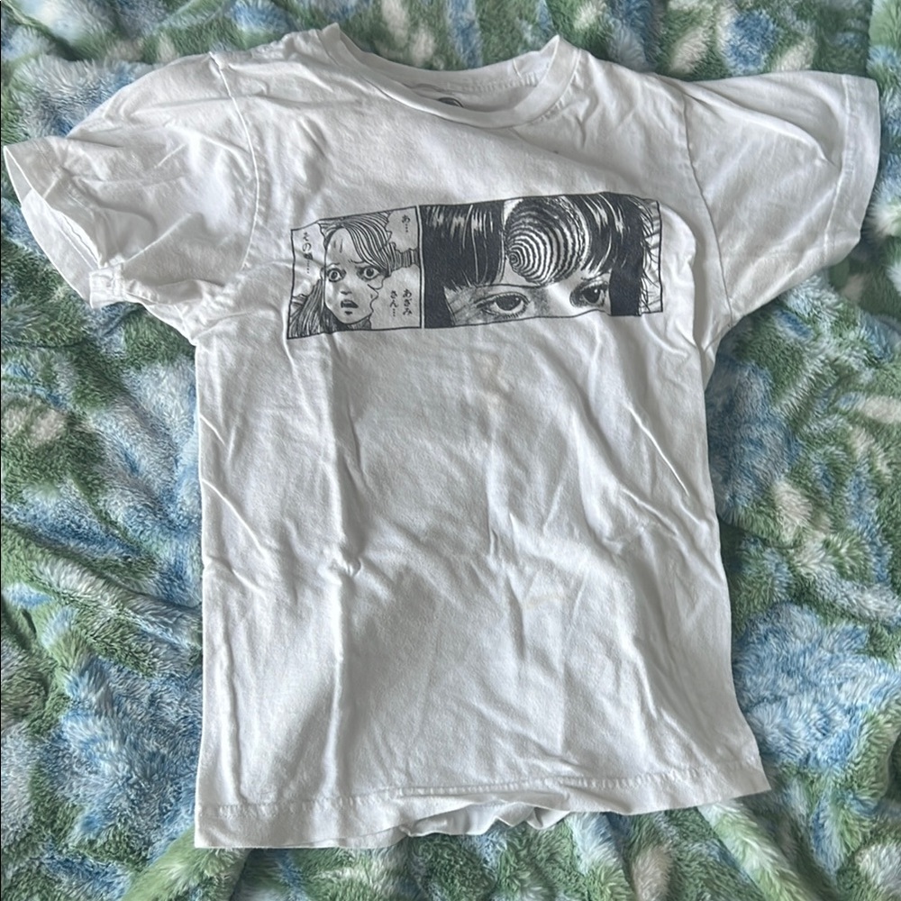 White Short Sleeve Tee with Graphic Design